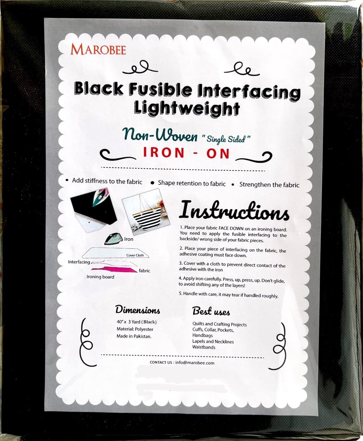 Black Fusible Interfacing Lightweight