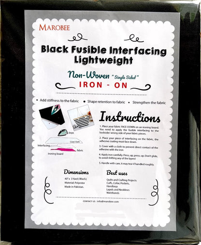 Black Fusible Interfacing Lightweight